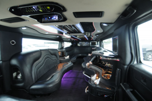 A limo is shown with its seats folded down.